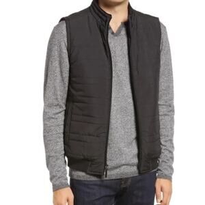Robert Barakett Miller Quilted Vest Mens L Black Lightweight Puffer Layer Luxury